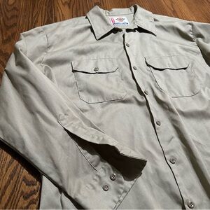Dickies classic khaki work shirt long sleeve‎ button up XL